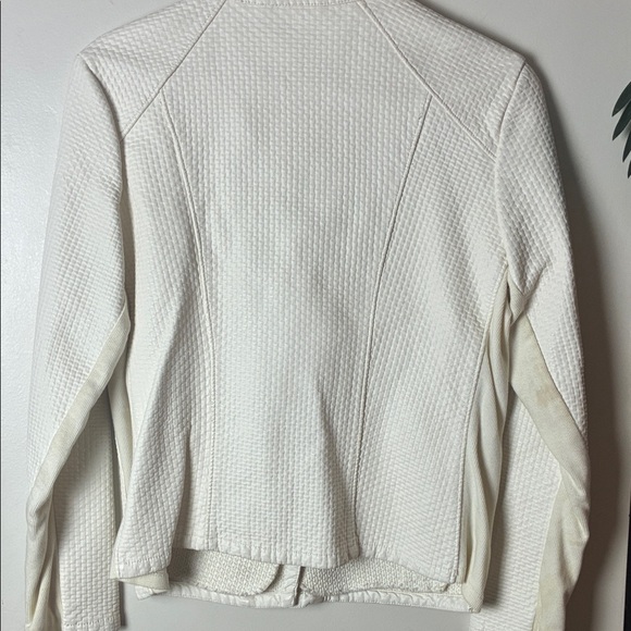 Calvin Klein Leather Women's Cream Faux Rider Jacket - Picture 9 of 13